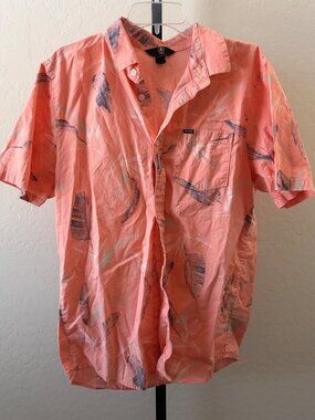 Volcom Mens Short Sleeve Button Down Graphic Shirt Size L